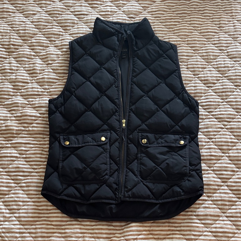J. Crew Black Quilted Vest